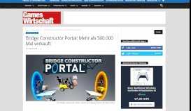 
							         Bridge Constructor Portal: Mehr als 500.000 Mal verkauft ...								  
							    