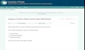 
							         Briggs & Stratton Power Portal Video Worksheets | NAAE ...								  
							    