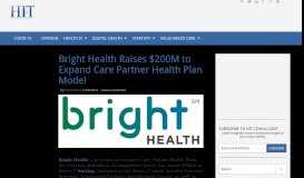 
							         Bright Health Raises $200M to Expand Care Partner Health Plan ...								  
							    