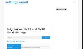 
							         brightok.net IMAP and SMTP Email Settings								  
							    
