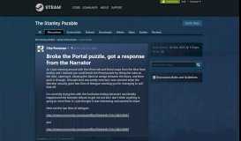 
							         Broke the Portal puzzle, got a response from the Narrator :: The ...								  
							    
