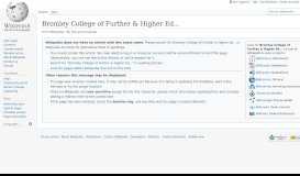
							         Bromley College of Further & Higher Education - Wikipedia								  
							    