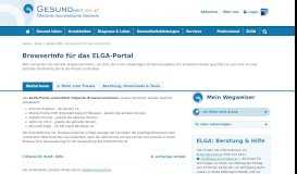 
							         Browserinfo für das ELGA-Portal | Gesundheitsportal								  
							    
