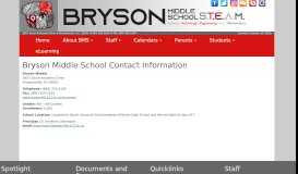 
							         Bryson Middle School Contact Information - Greenville County Schools								  
							    