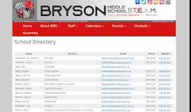 
							         Bryson Middle School Staff Directory - Greenville County Schools								  
							    