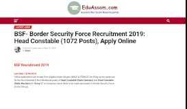 
							         BSF- Border Security Force Recruitment 2019: Head Constable (1072 ...								  
							    