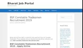 
							         BSF Constable Tradesmen Recruitment 2019 - Bharat Job Portal								  
							    