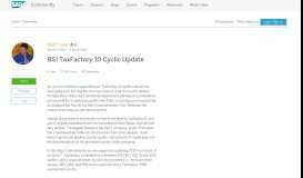 
							         BSI TaxFactory 10 Cyclic Update | SAP Blogs								  
							    