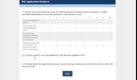 
							         BSL Applications Feedback Survey								  
							    