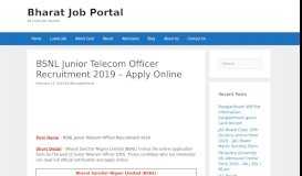 
							         BSNL Junior Telecom Officer Recruitment 2019 ... - Bharat Job Portal								  
							    