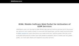 
							         BSNL Mobile Selfcare Web Portal for Activation of GSM Services								  
							    
