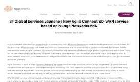 
							         BT Global Services Launches New Agile Connect SD-WAN service ...								  
							    