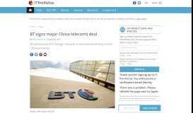 
							         BT signs major China telecoms deal | ITProPortal								  
							    