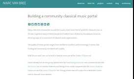 
							         Building a community classical music portal | Marc van Bree								  
							    