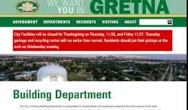 
							         Building Department - City Of Gretna								  
							    