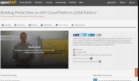 
							         Building Portal Sites on SAP Cloud Platform (2018 Edition) | openSAP								  
							    