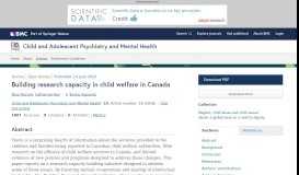 
							         Building research capacity in child welfare in Canada | Child and ...								  
							    
