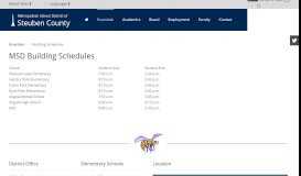 
							         Building Schedules - MSD of Steuben County								  
							    