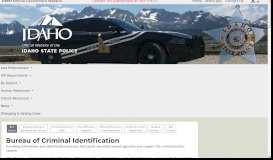 
							         Bureau of Criminal Identification - Idaho State Police - Idaho.gov								  
							    