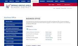 
							         Business Office / Contacts - Spring Grove Area School District								  
							    