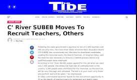 
							         C' River SUBEB Moves To Recruit Teachers, Others - :::...The Tide ...								  
							    