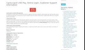 
							         Cactus Jack's Bill Pay, Online Login, Customer Support Information								  
							    
