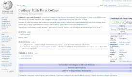 
							         Cadbury Sixth Form College - Wikipedia								  
							    