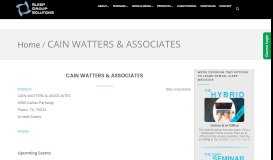 
							         CAIN WATTERS & ASSOCIATES | Sleep Group Solutions								  
							    