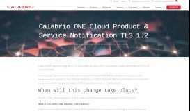 
							         Calabrio ONE Cloud Product & Service Notification TLS 1.2 | Calabrio								  
							    