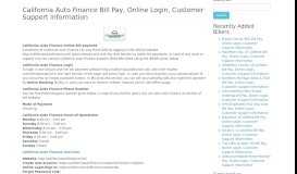 
							         California Auto Finance Bill Pay, Online Login, Customer Support ...								  
							    