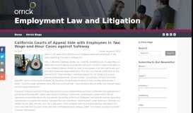 
							         California Courts of Appeal Side with Employees in Two Wage-and ...								  
							    