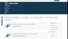 
							         Calls for tenders: tenders currently open and awarded tenders								  
							    