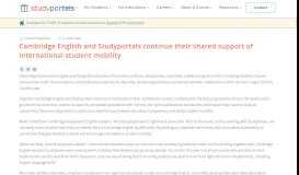 
							         Cambridge English and Studyportals continue their shared support of ...								  
							    