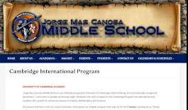 
							         Cambridge International Program - Jorge Mas Canosa Middle School								  
							    