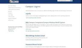 
							         Campus Logons - MSU Billings | MSU Billings								  
							    