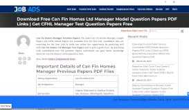 
							         Can Fin Homes Manager Previous Papers & Model Papers Free ...								  
							    