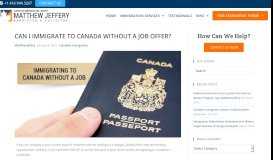 
							         Can I Immigrate To Canada Without A Job Offer? | Matthew Jeffery								  
							    