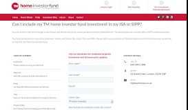 
							         Can I include my TM home investor fund investment in my ISA or SIPP ...								  
							    