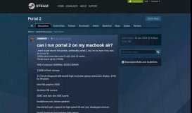 
							         can i run portal 2 on my macbook air? :: Portal 2 General Discussions								  
							    