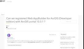 
							         Can we registered Web AppBuilder for ArcGIS (De... | GeoNet, The ...								  
							    