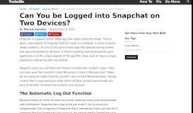 
							         Can You be Logged into Snapchat on Two Devices? - Techzillo								  
							    