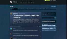 
							         Can you spawn Defective Turret with commands? :: Portal 2 General ...								  
							    