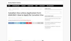 
							         Canadian Visa Lottery Application Form 2019 ... - Recruitment Portal								  
							    