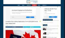 
							         Canadian Visa Lottery Application Form 2019/2020 Portal Open Apply ...								  
							    