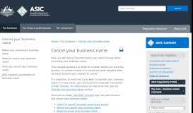 
							         Cancel your business name | ASIC - Australian Securities and ...								  
							    