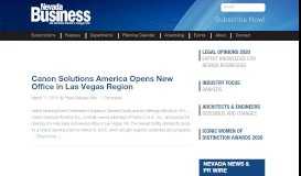 
							         Canon U.S.A Articles - Nevada Business Magazine								  
							    