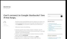 
							         Can't connect to Google Starbucks? See if this helps. – David Jsa								  
							    