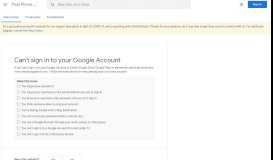 
							         Can't sign in to your Google Account - Pixel Phone Help								  
							    