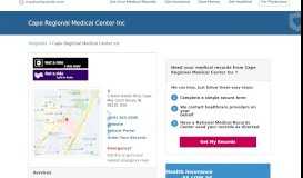 
							         Cape Regional Medical Center Inc | MedicalRecords.com								  
							    