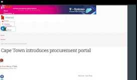 
							         Cape Town introduces procurement portal | ITWeb								  
							    